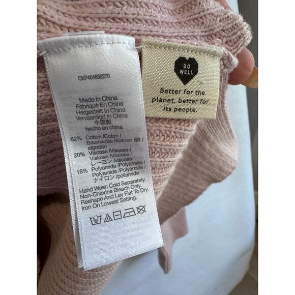 Madewell Do Well Pink Knit Sweater sz XL Front Pockets Cotton Blend Oversized - Picture 4 of 5